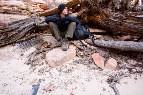 hiker sitting