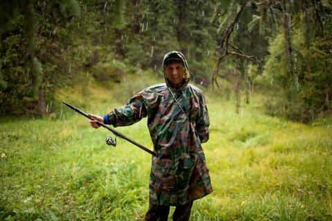 fishing in the rain